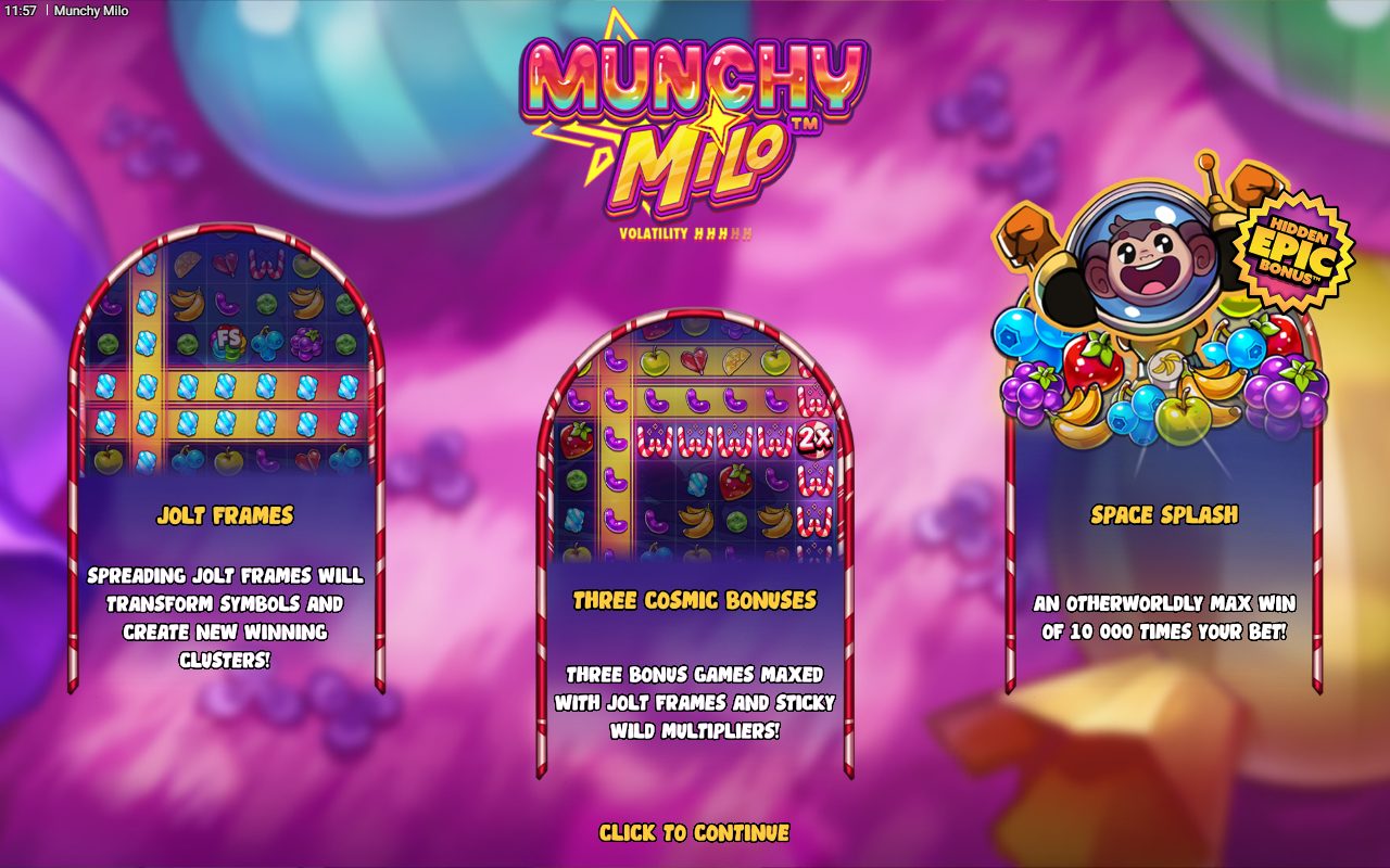 Munchy Milo game lobby / feature intro