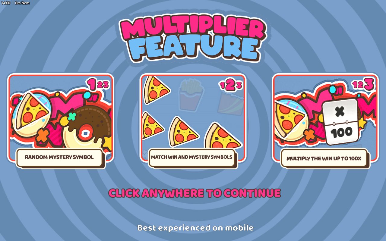OmNom game lobby / feature intro