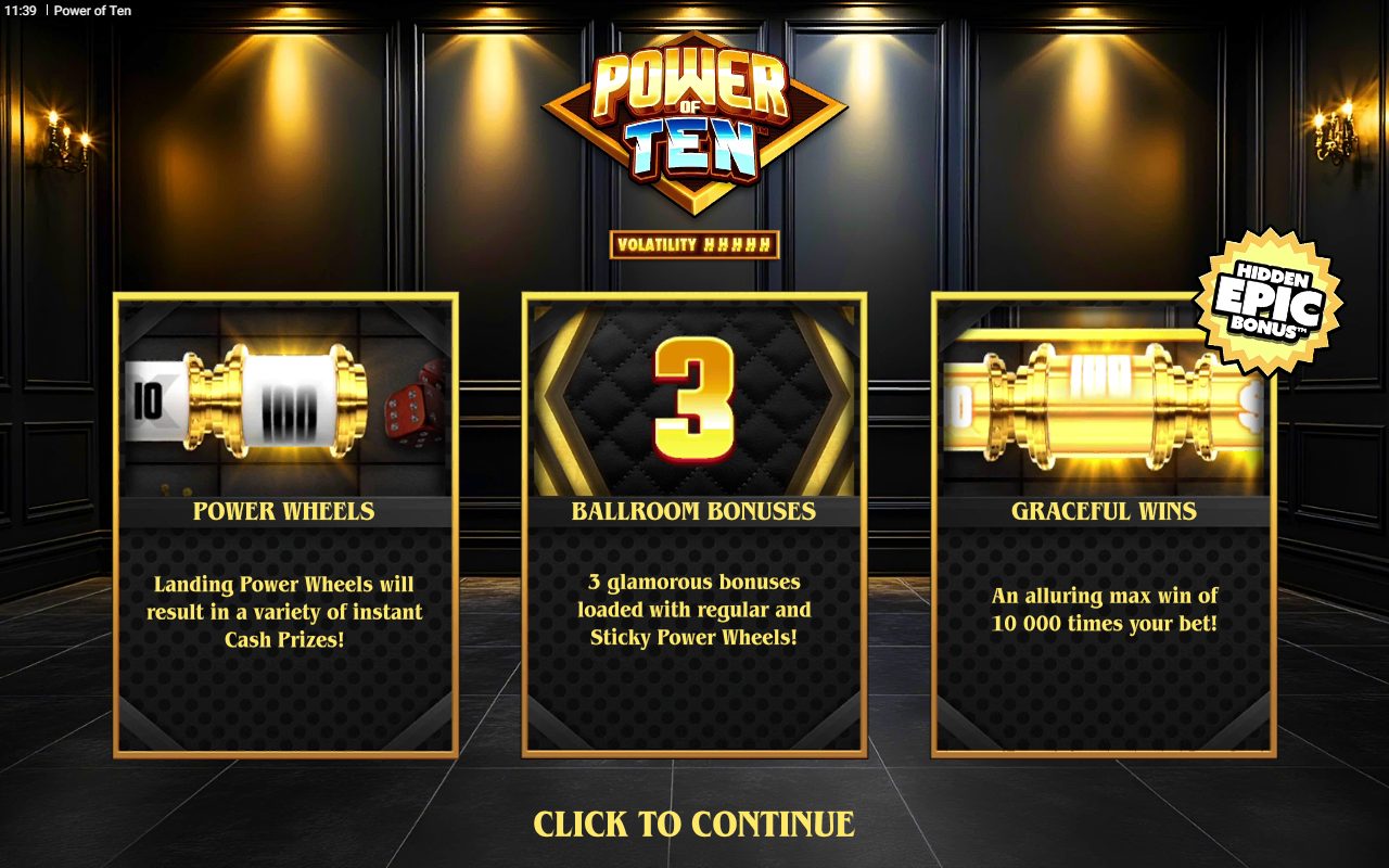 Power of Ten game lobby / feature intro