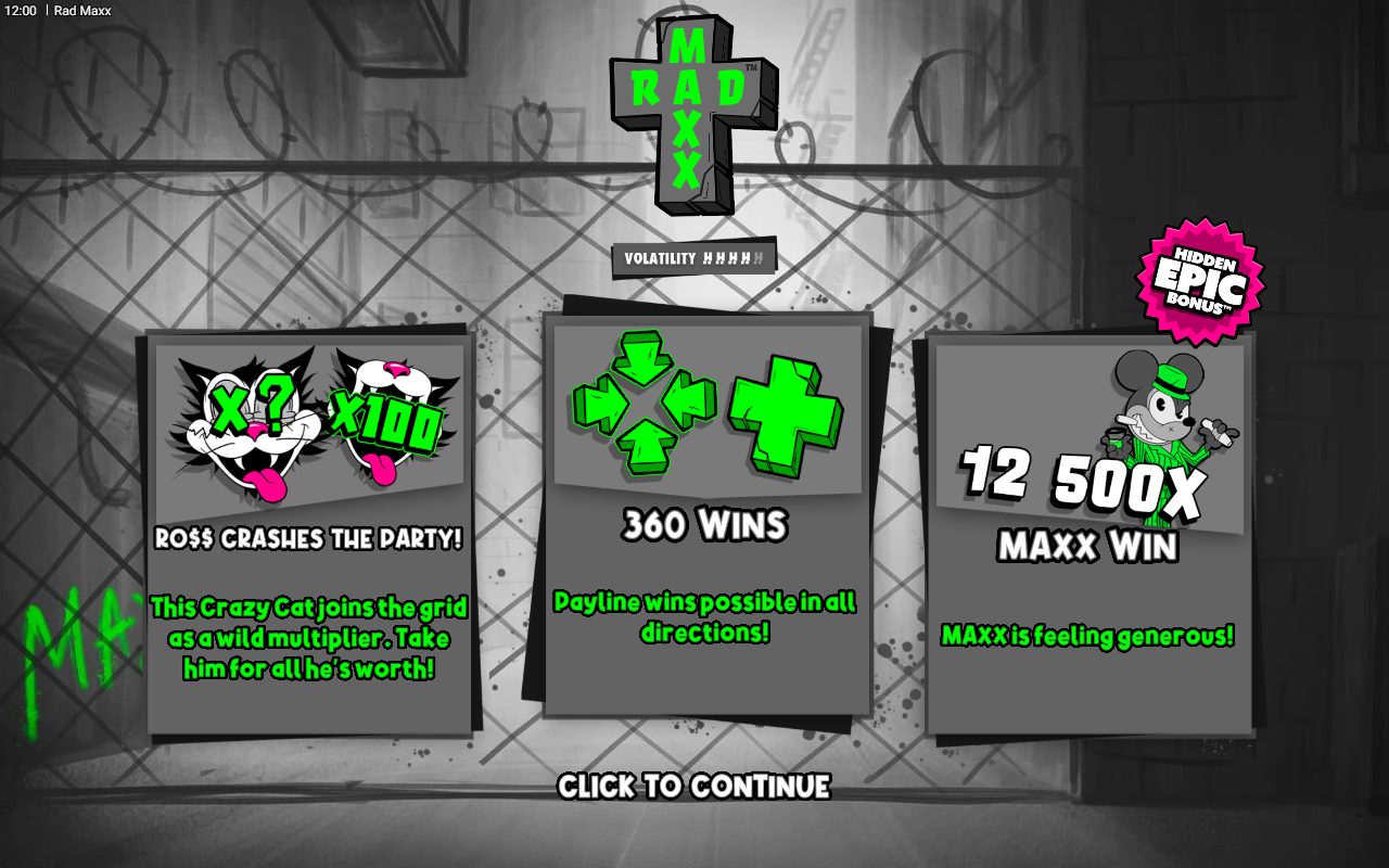 Rad Maxx game lobby / feature intro