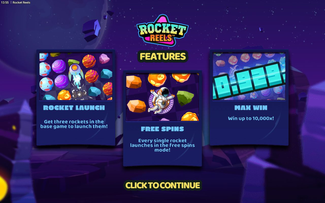 Rocket Reels game lobby / feature intro