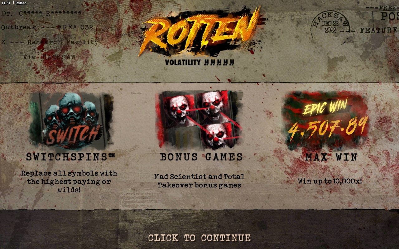 Rotten game lobby / feature intro