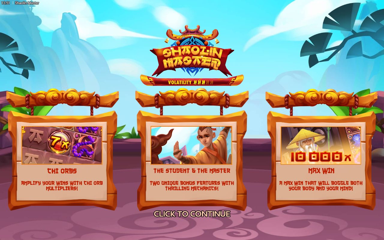 Shaolin Master game lobby / feature intro