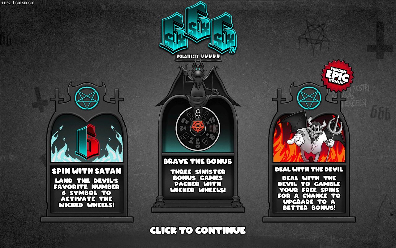 SixSixSix game lobby / feature intro