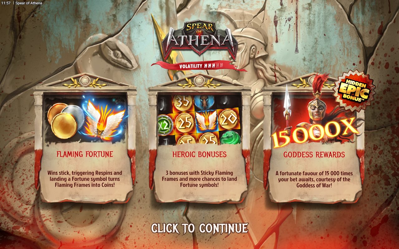 Spear of Athena game lobby / feature intro