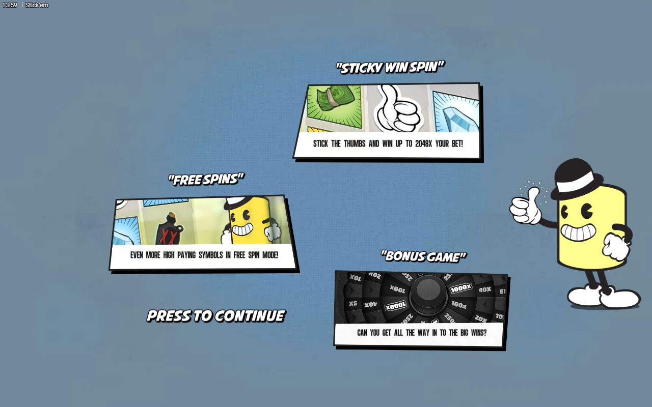 Stick'em game lobby / feature intro