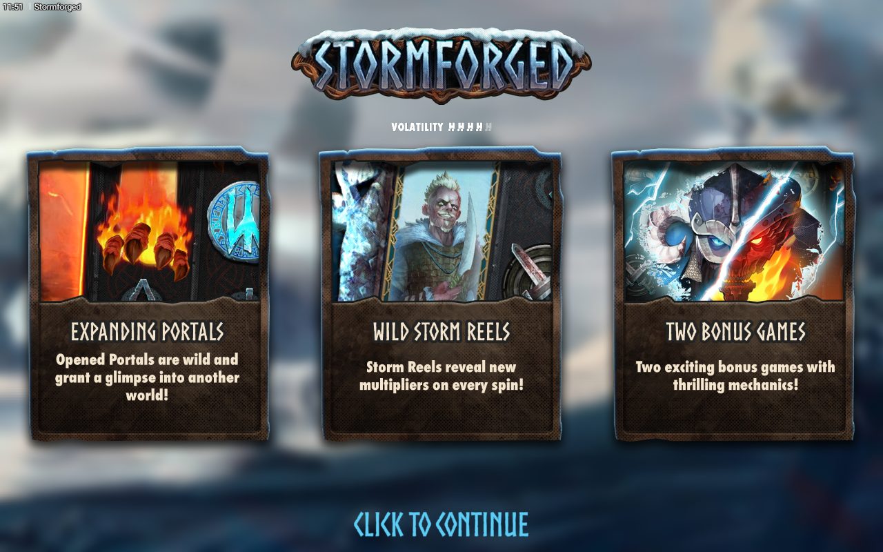 Stormforged game lobby / feature intro