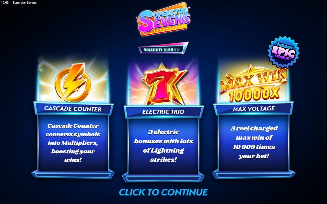 Superstar Sevens game lobby / feature intro