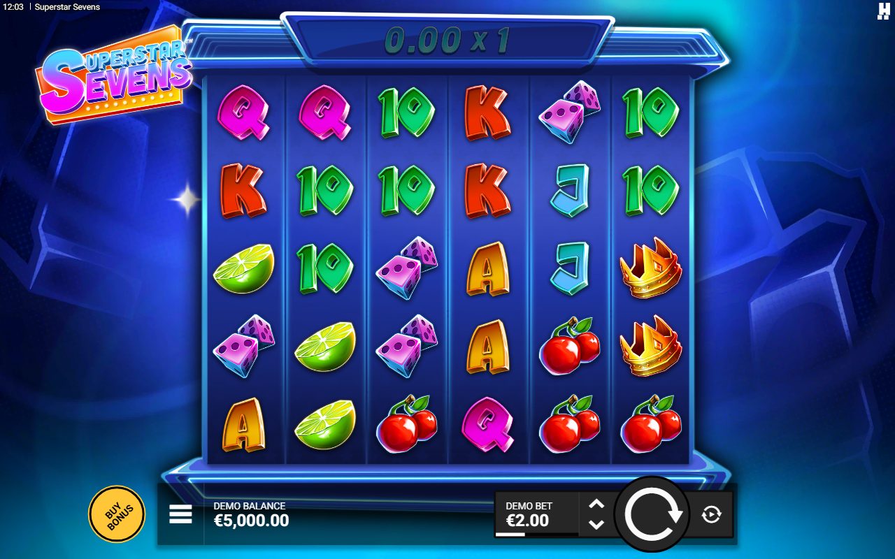 Superstar Sevens base game reels