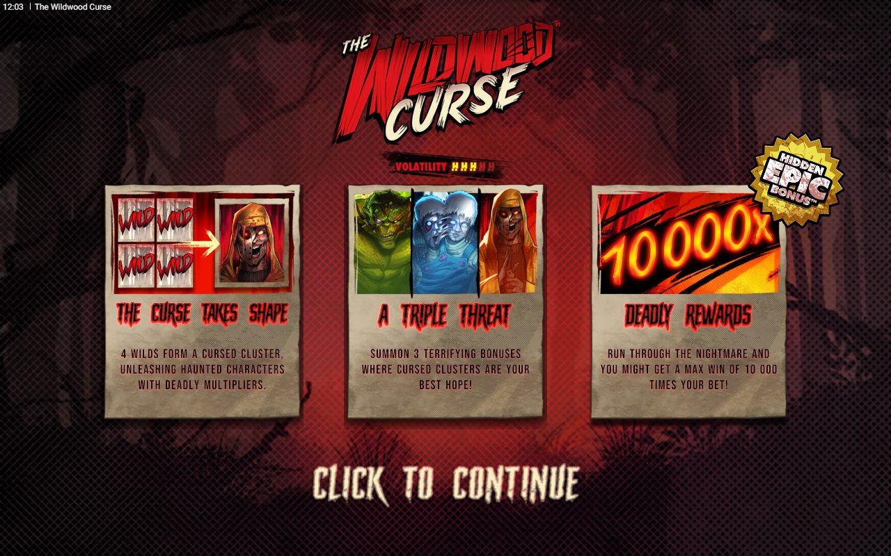 The Wildwood Curse game lobby / feature intro
