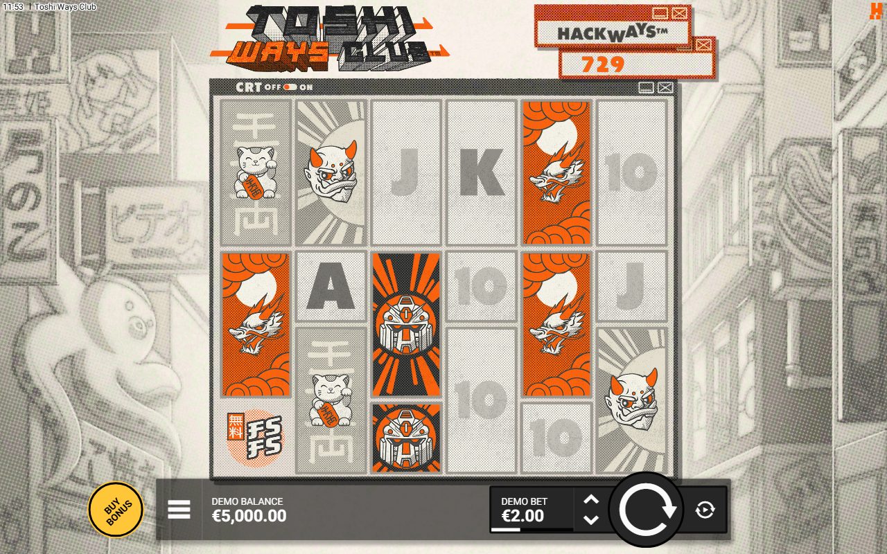 Toshi Ways Club base game reels
