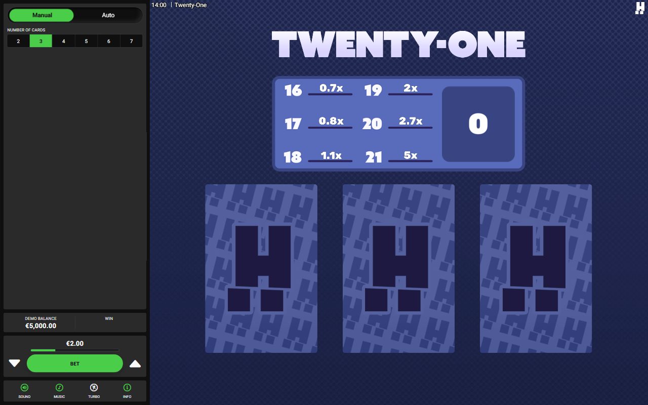 Twenty-One base game reels