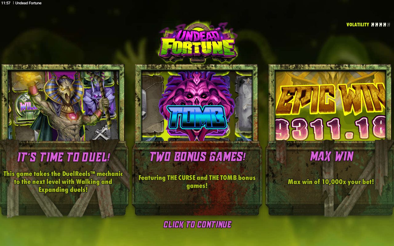 Undead Fortune game lobby / feature intro