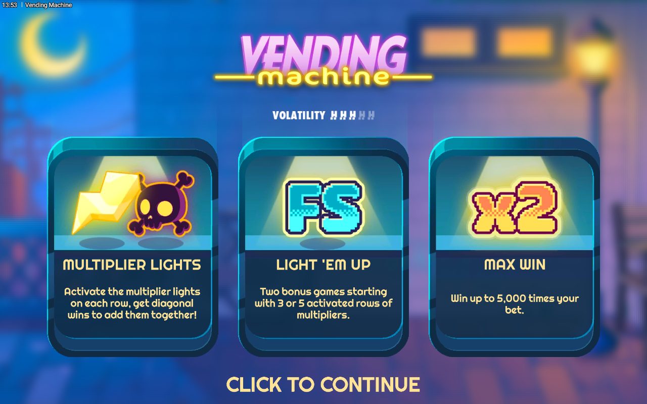 Vending Machine game lobby / feature intro