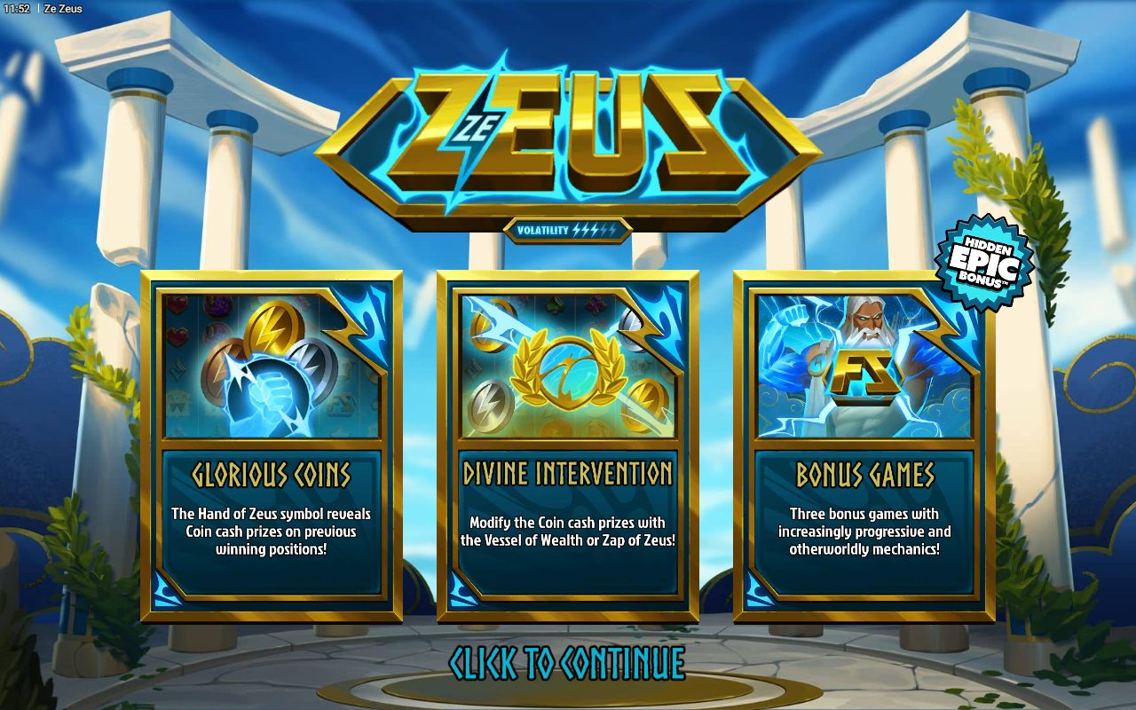 Ze Zeus game lobby / feature intro