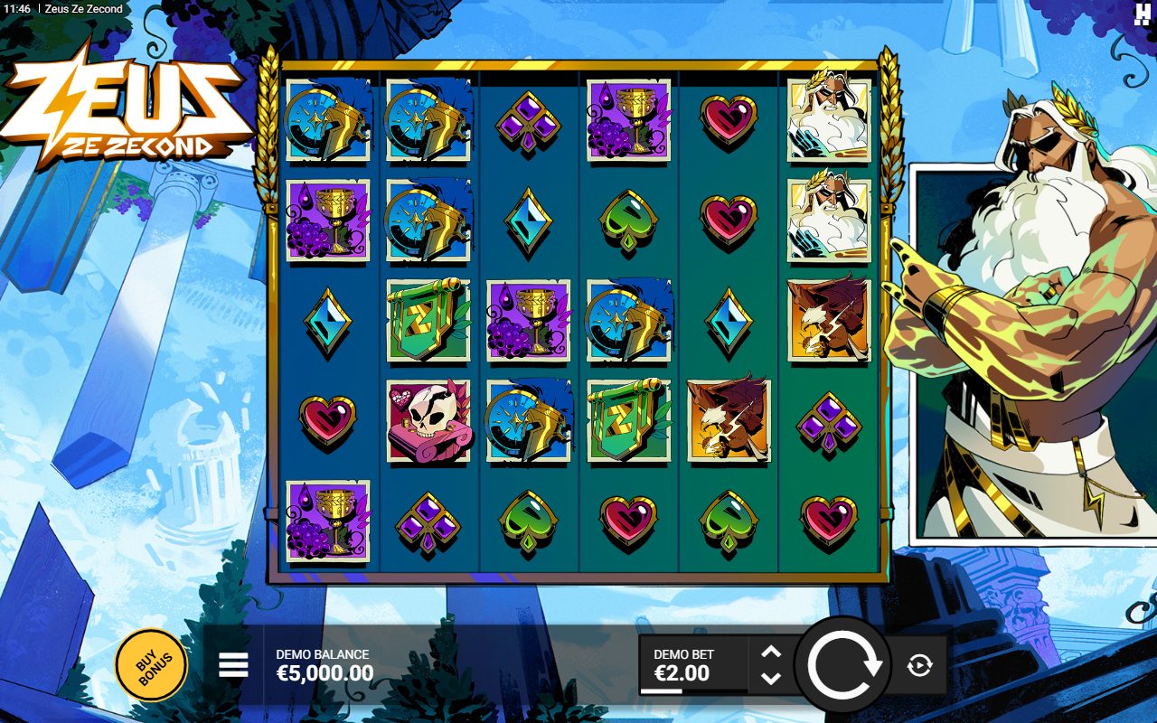 Zeus Ze Zecond base game reels