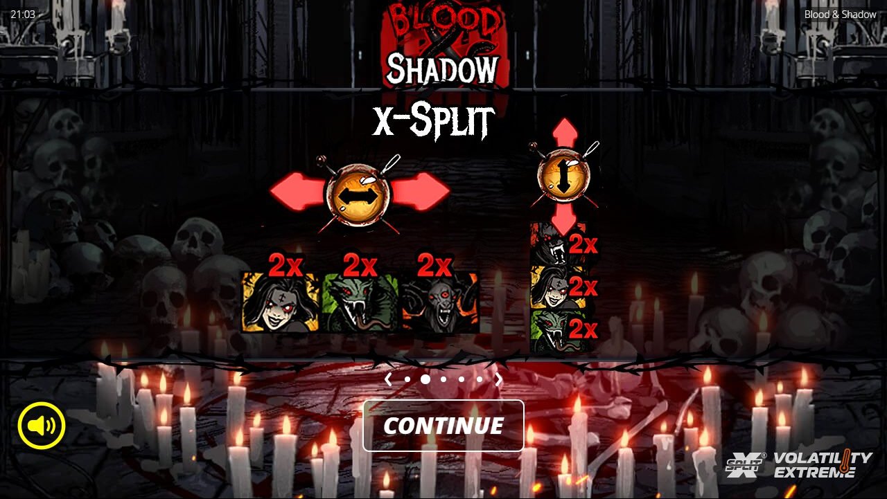 Blood & Shadow game lobby / feature intro