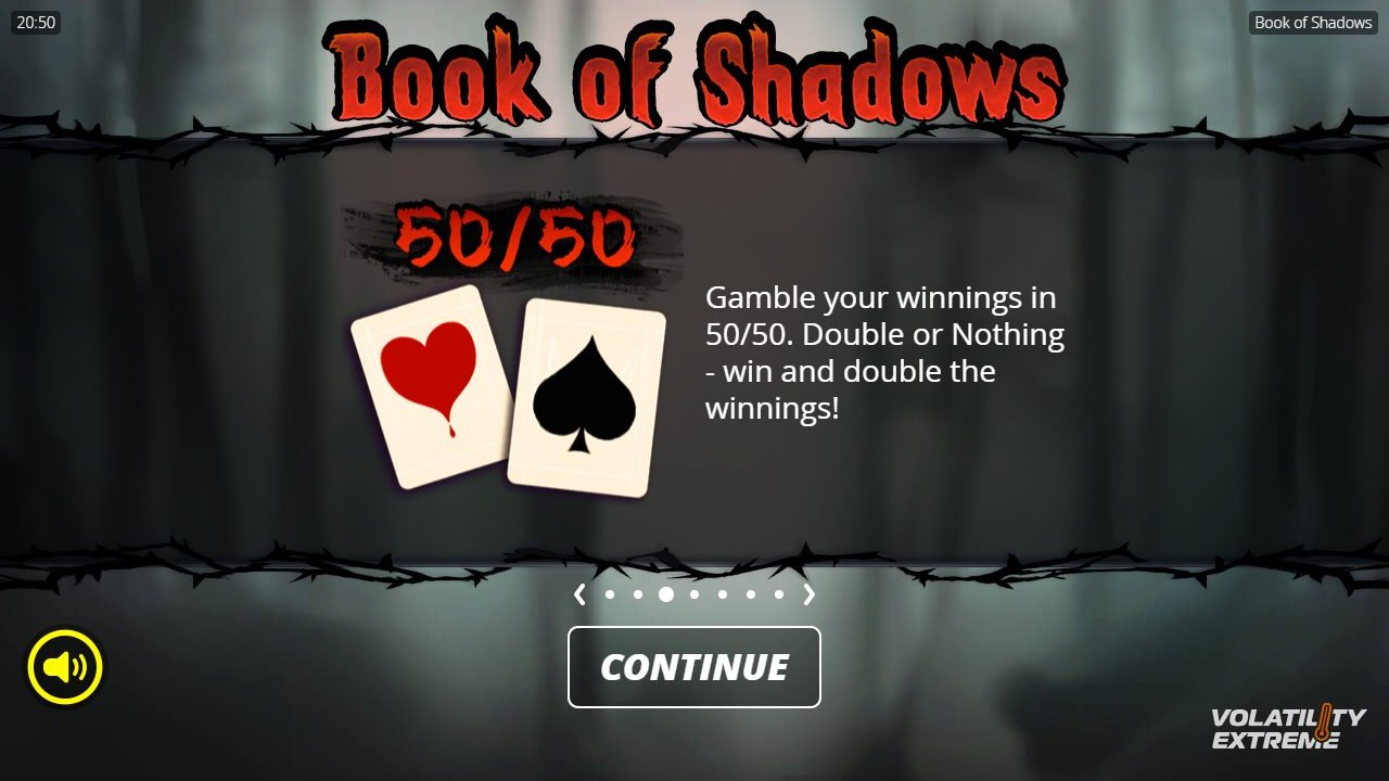 Book of Shadows game lobby / feature intro
