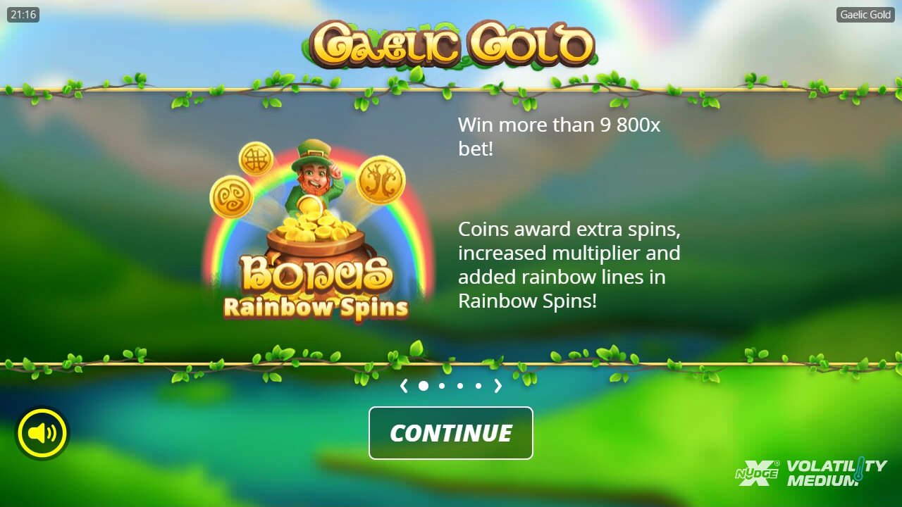 Gaelic Gold game lobby / feature intro