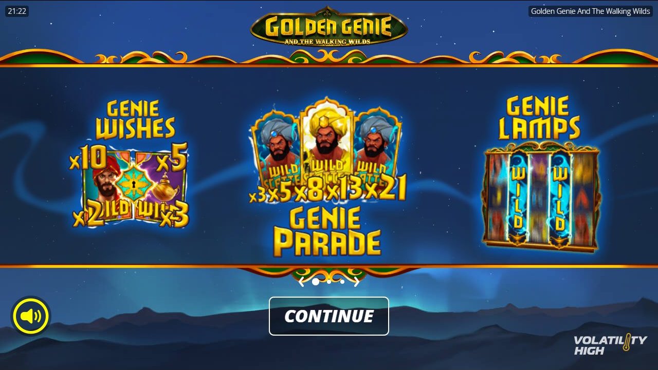 Golden Genie & The Walking Wilds game lobby / feature intro