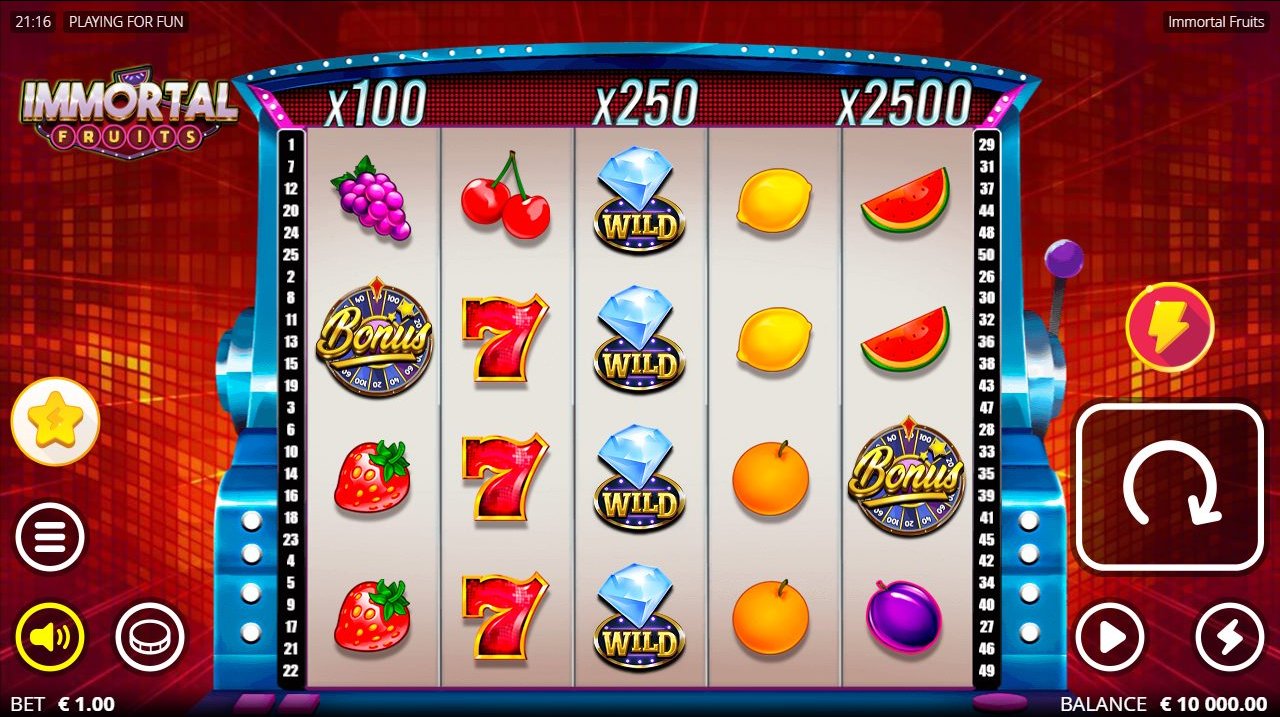 Immortal Fruits base game reels