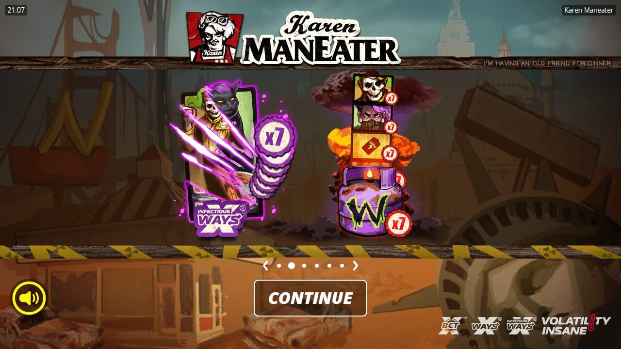 Karen Maneater game lobby / feature intro