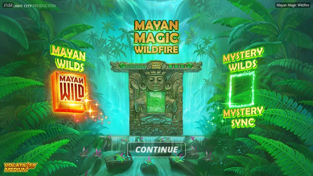 Mayan Magic Wildfire game lobby / feature intro