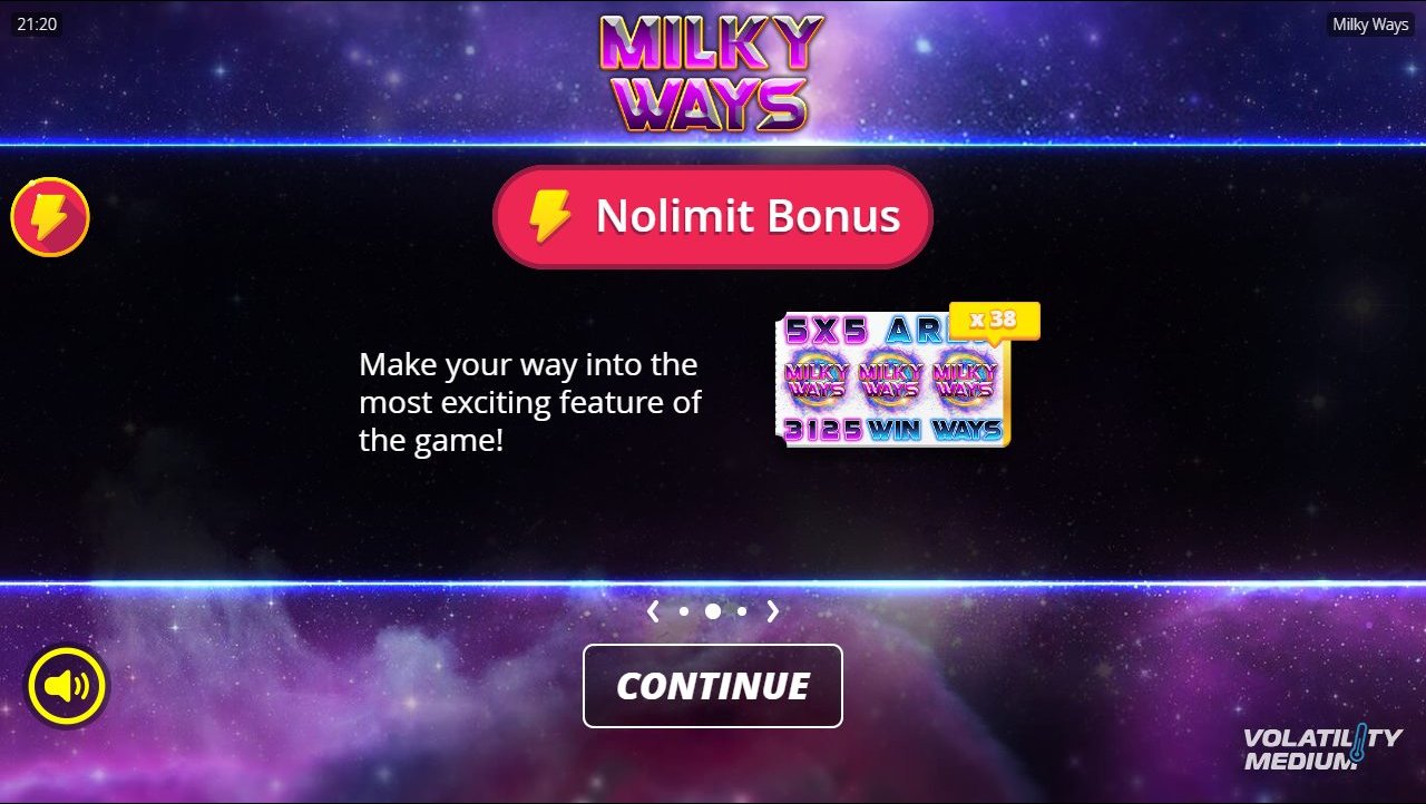 Milky Ways game lobby / feature intro