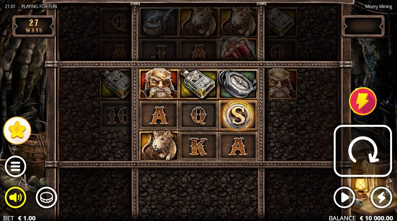 Misery Mining base game reels