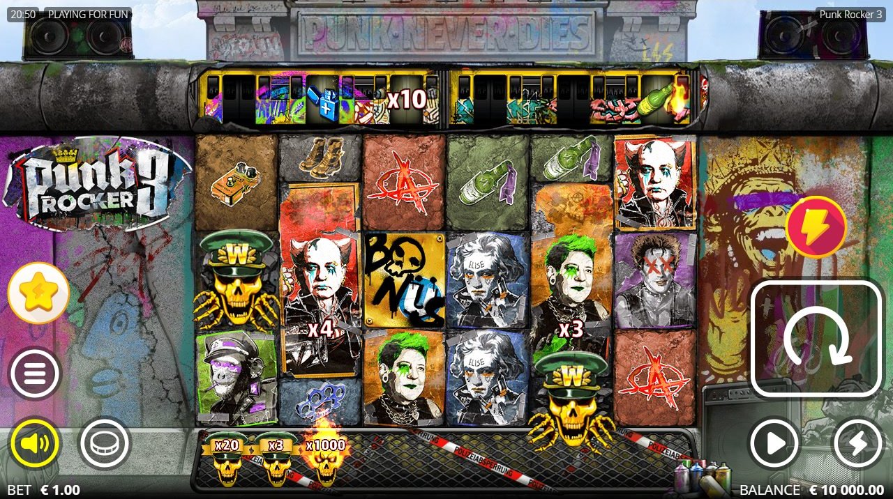 Punk Rocker 3 base game reels