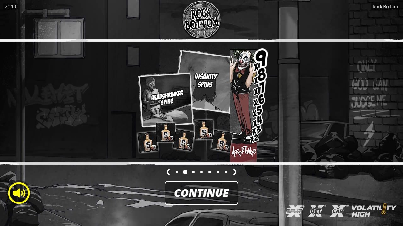 Rock Bottom game lobby / feature intro