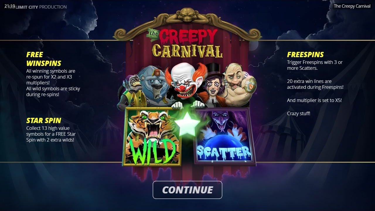 The Creepy Carnival game lobby / feature intro