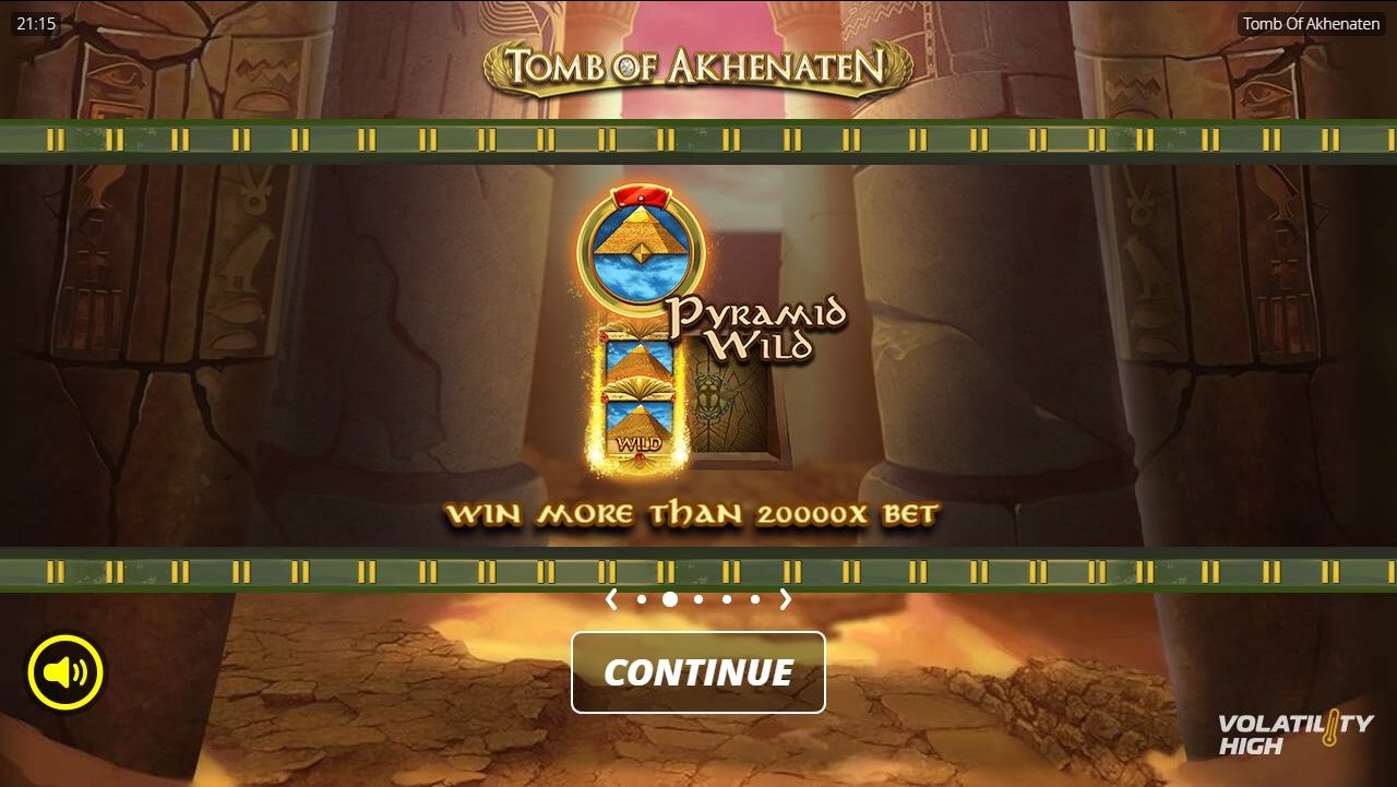 Tomb Of Akhenaten game lobby / feature intro
