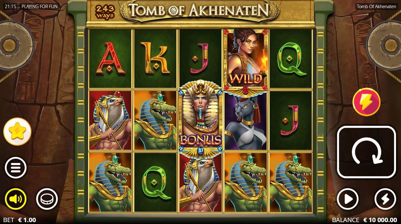 Tomb Of Akhenaten base game reels