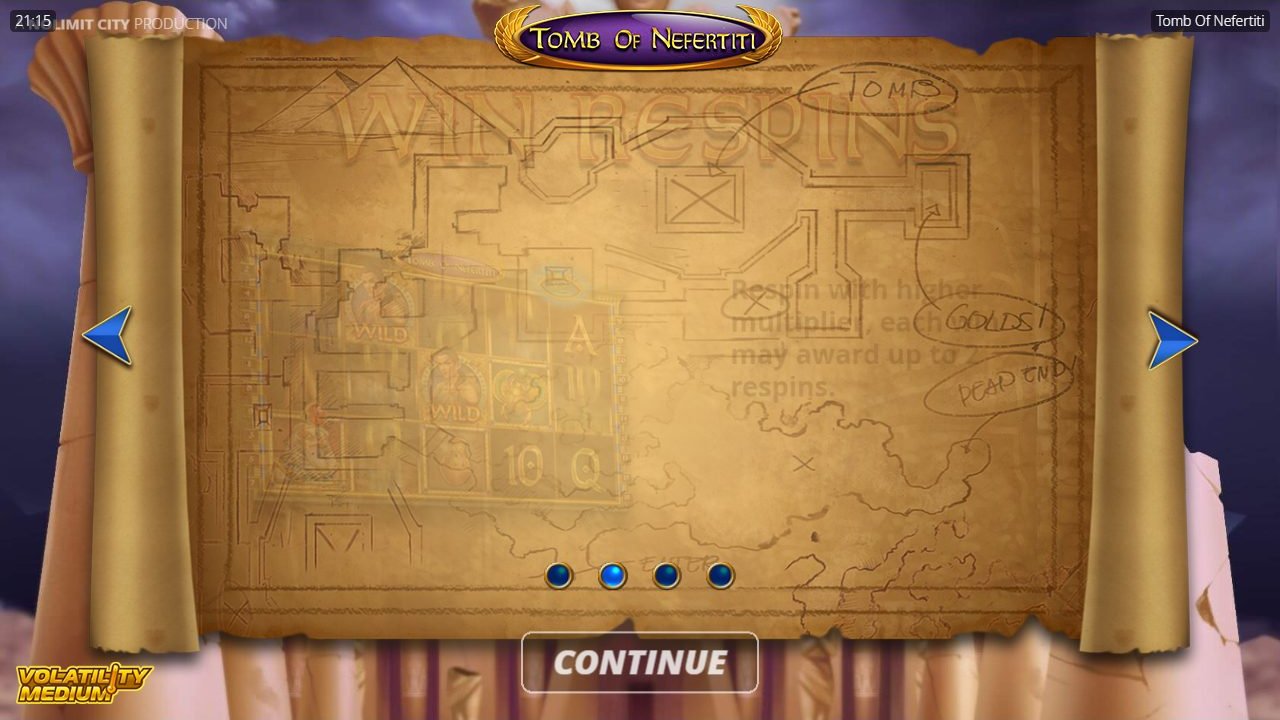 Tomb of Nefertiti game lobby / feature intro