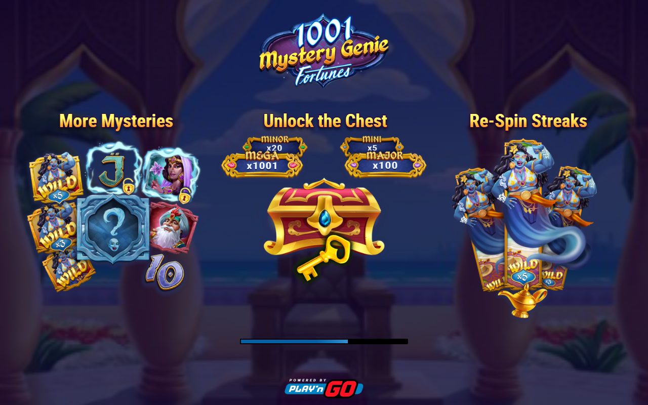 1001 Mystery Genie Fortunes game lobby / feature intro