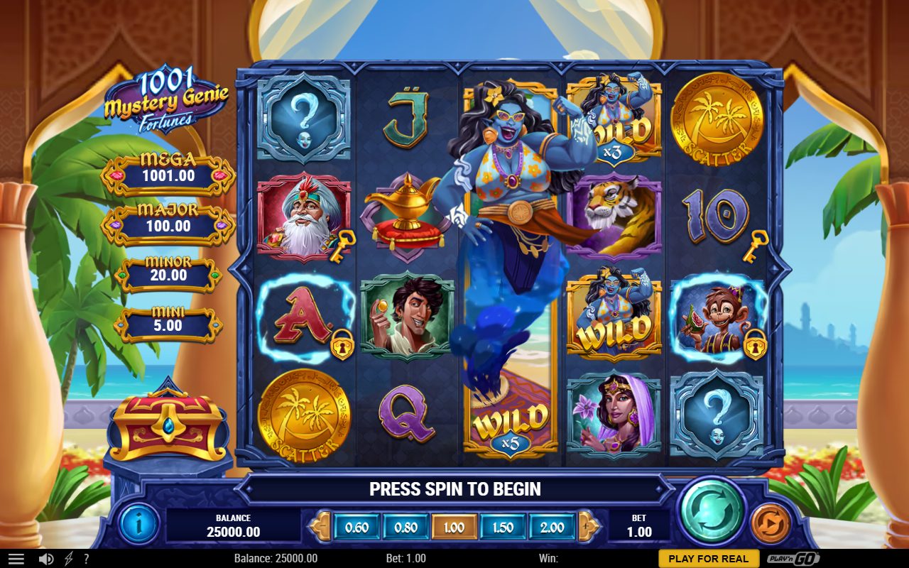 1001 Mystery Genie Fortunes base game reels