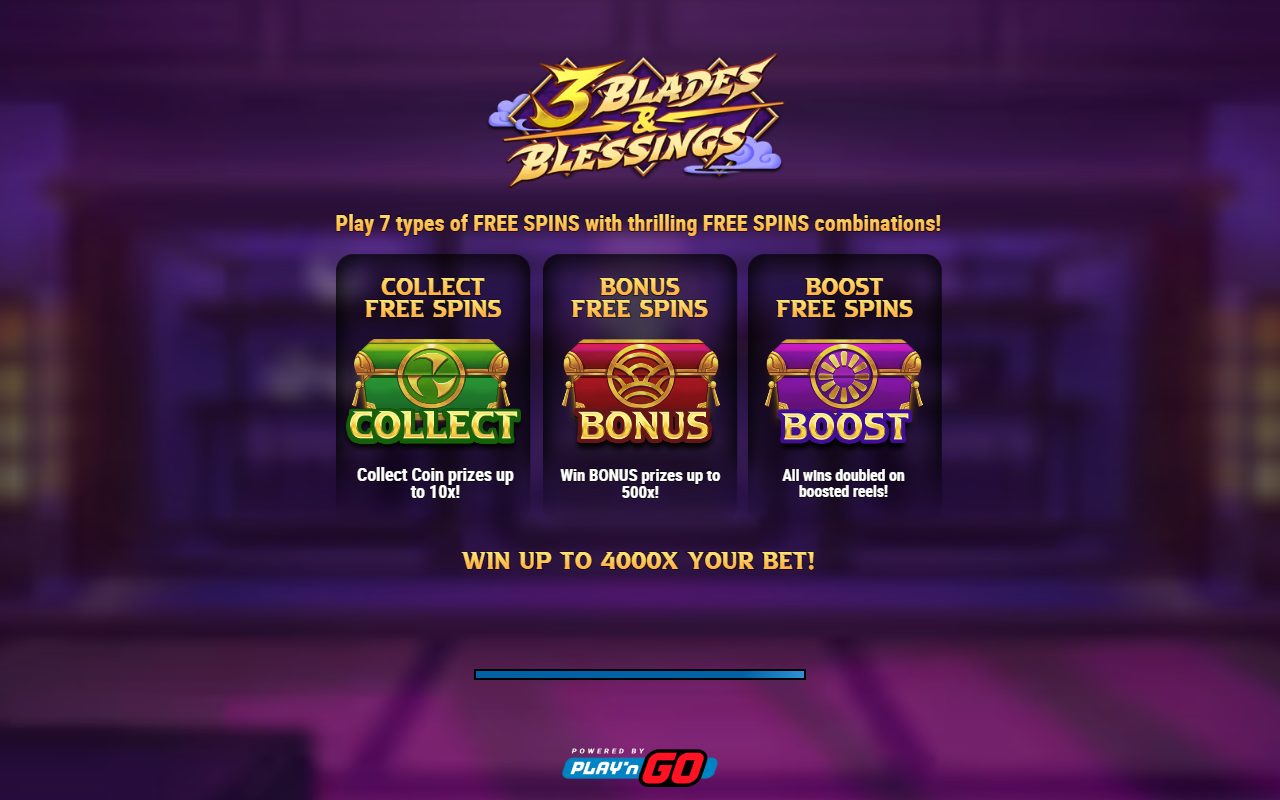 3 Blades & Blessings game lobby / feature intro