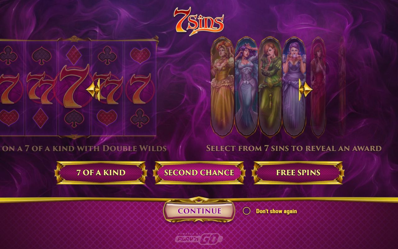 7 Sins game lobby / feature intro