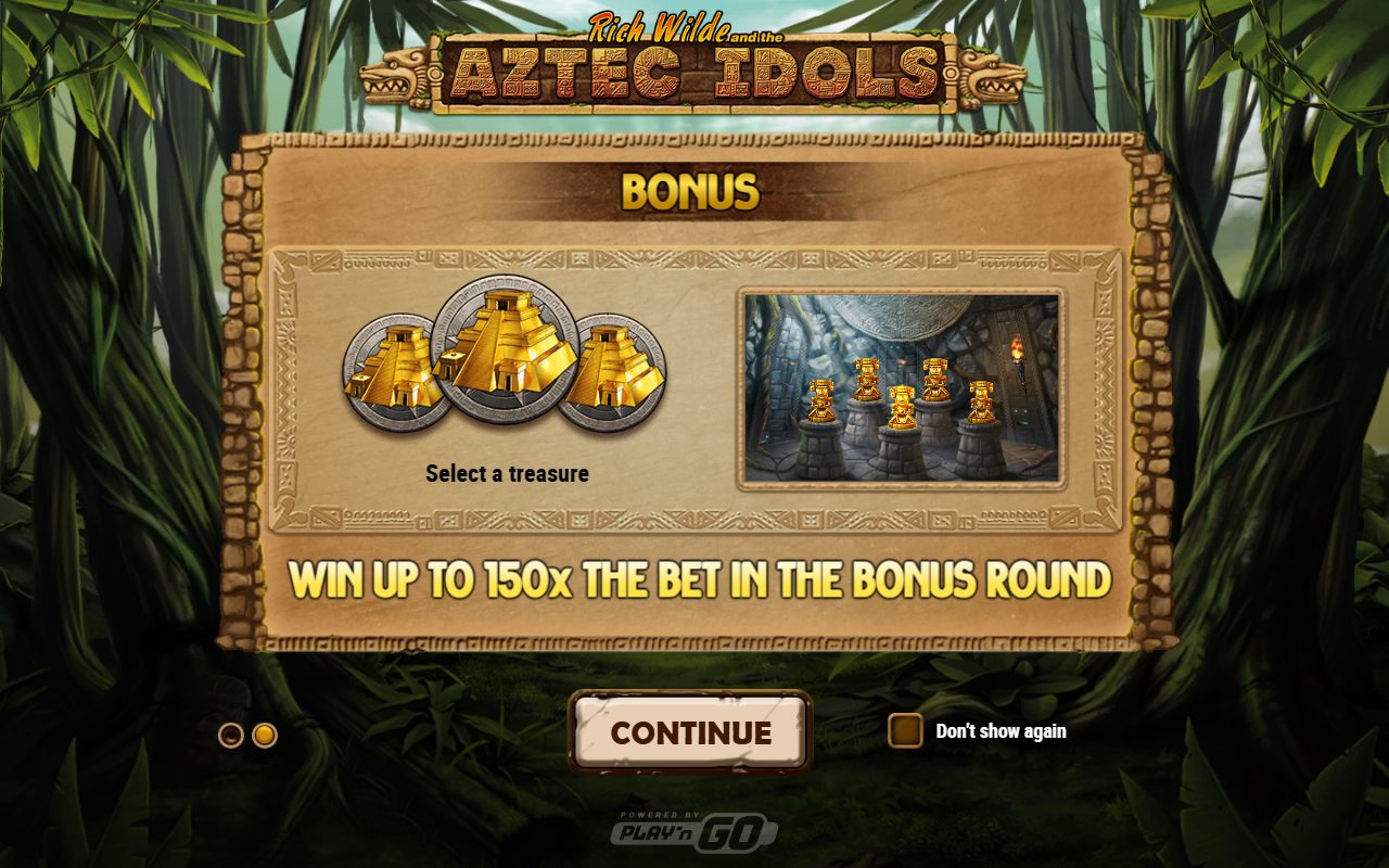 Aztec Idols game lobby / feature intro