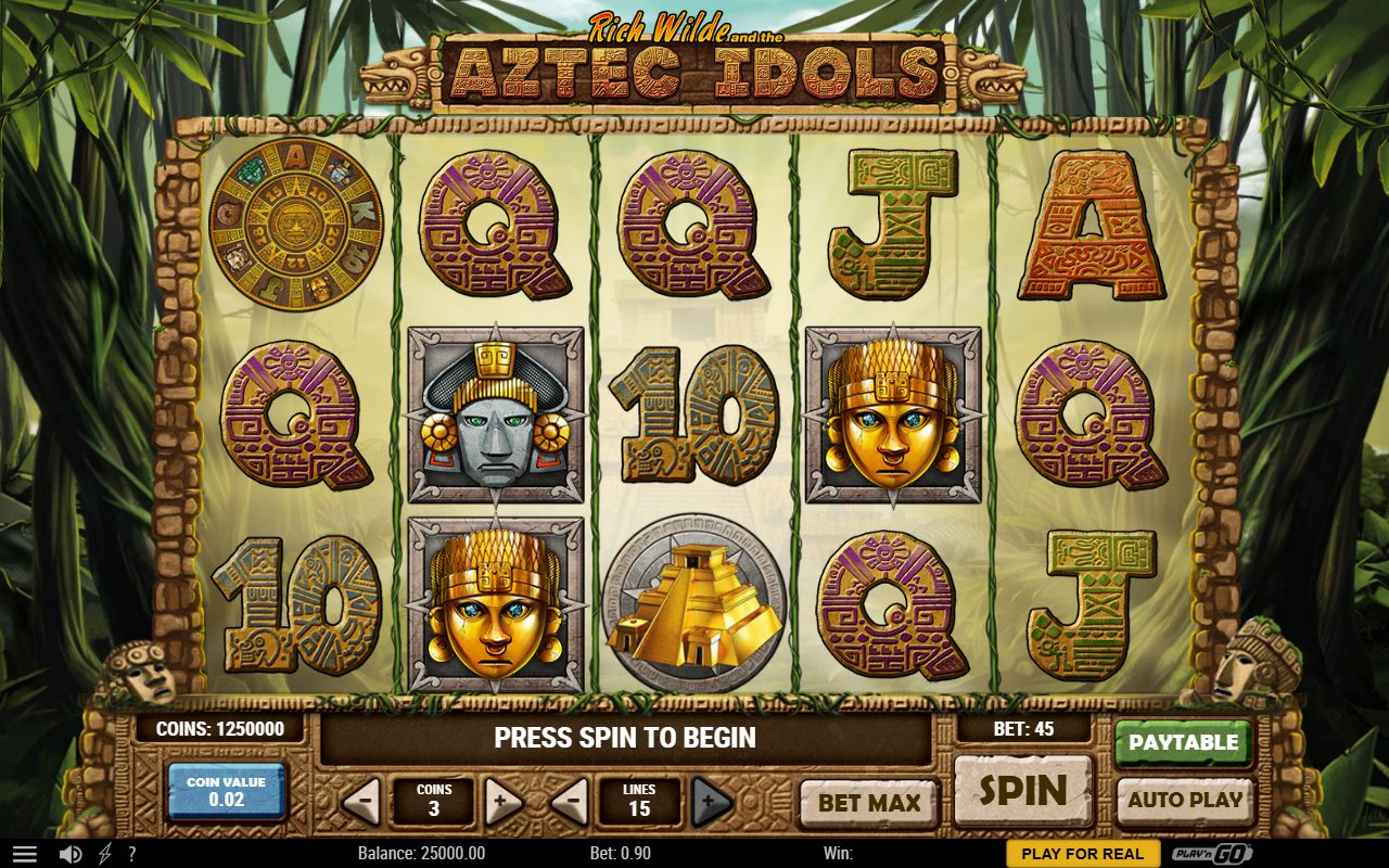 Aztec Idols base game reels