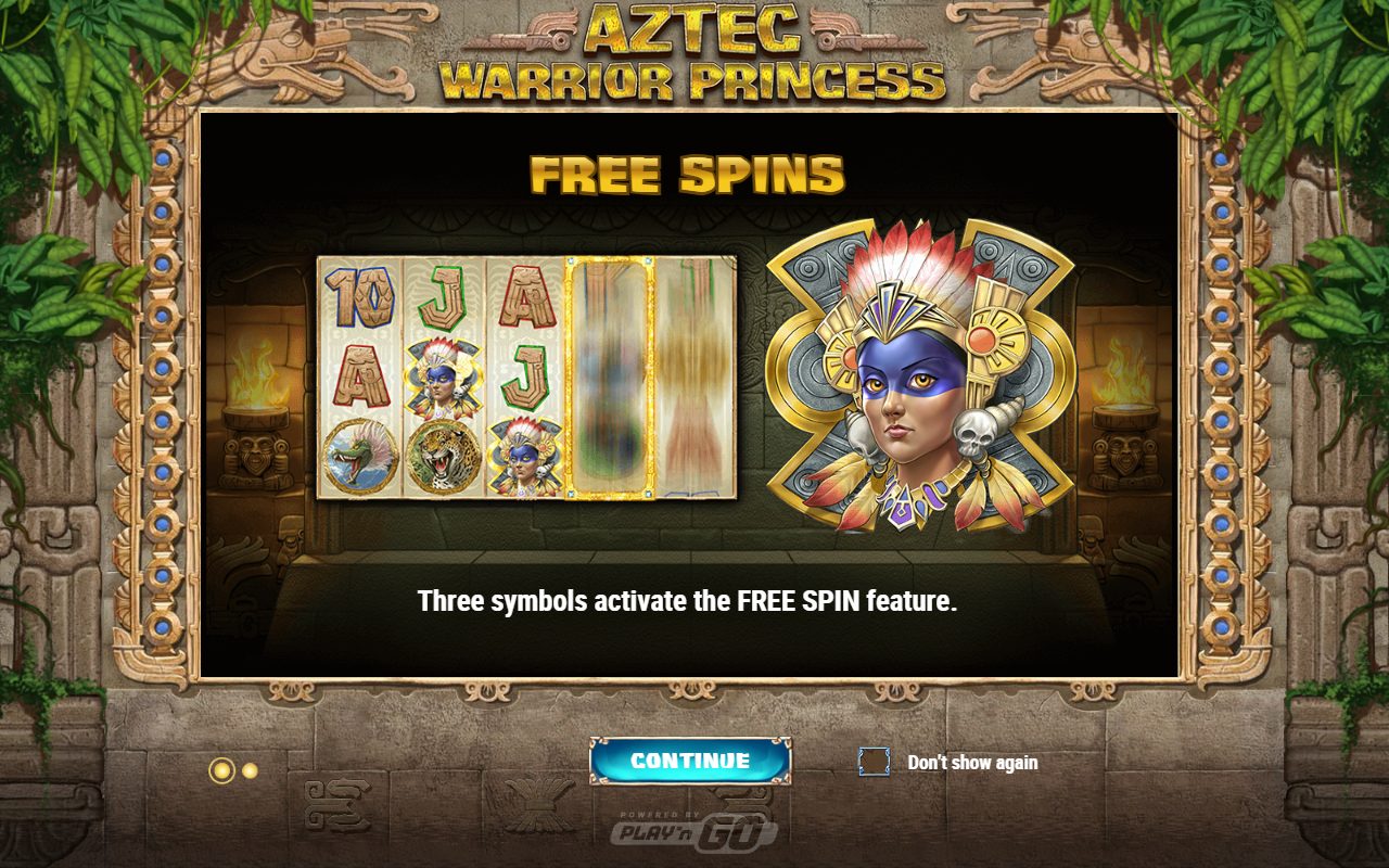 Aztec Warrior Princess game lobby / feature intro