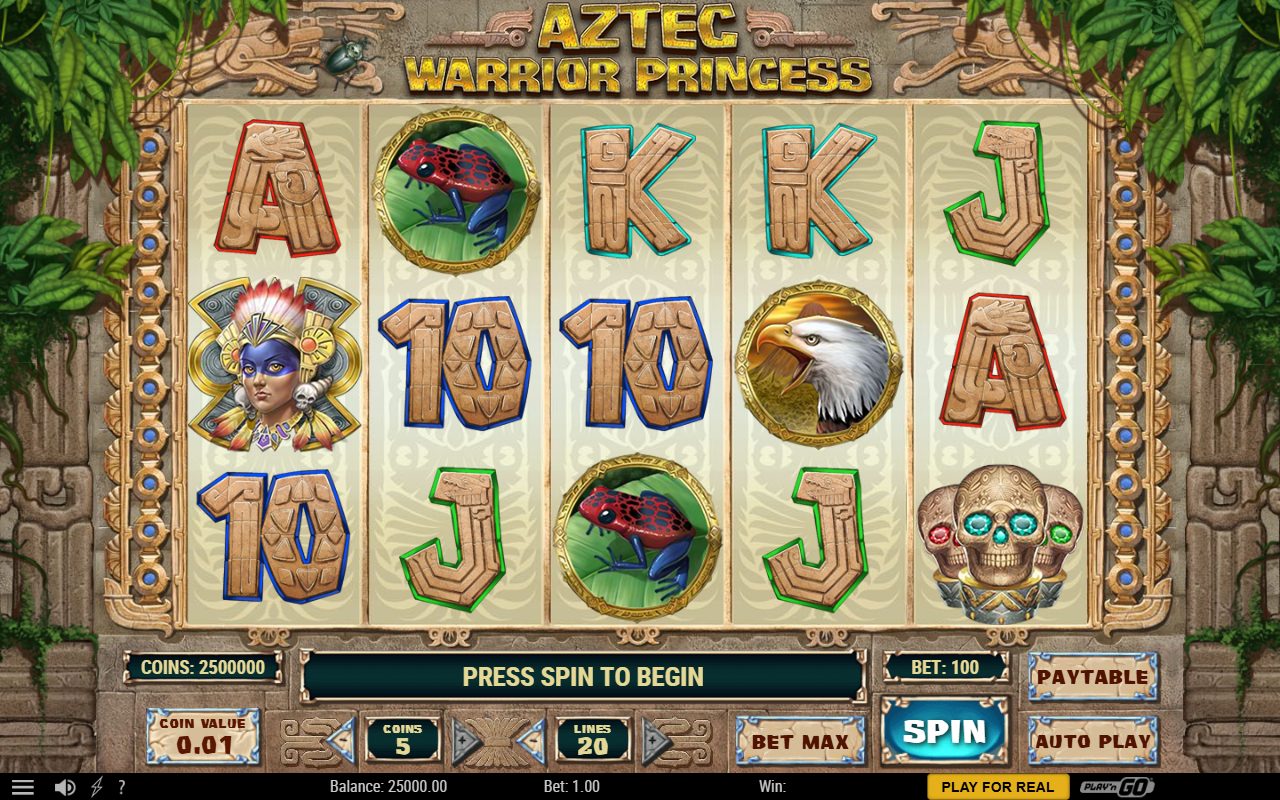 Aztec Warrior Princess base game reels