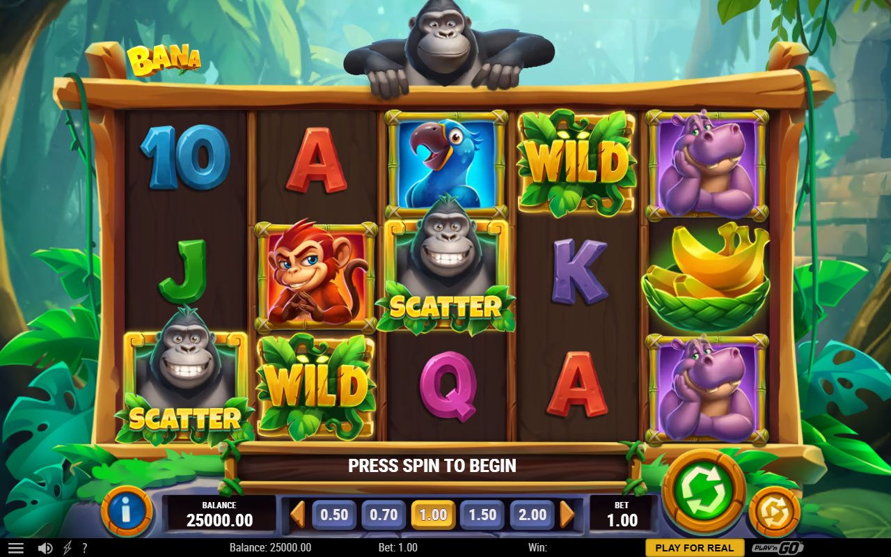 Banana Rush base game reels