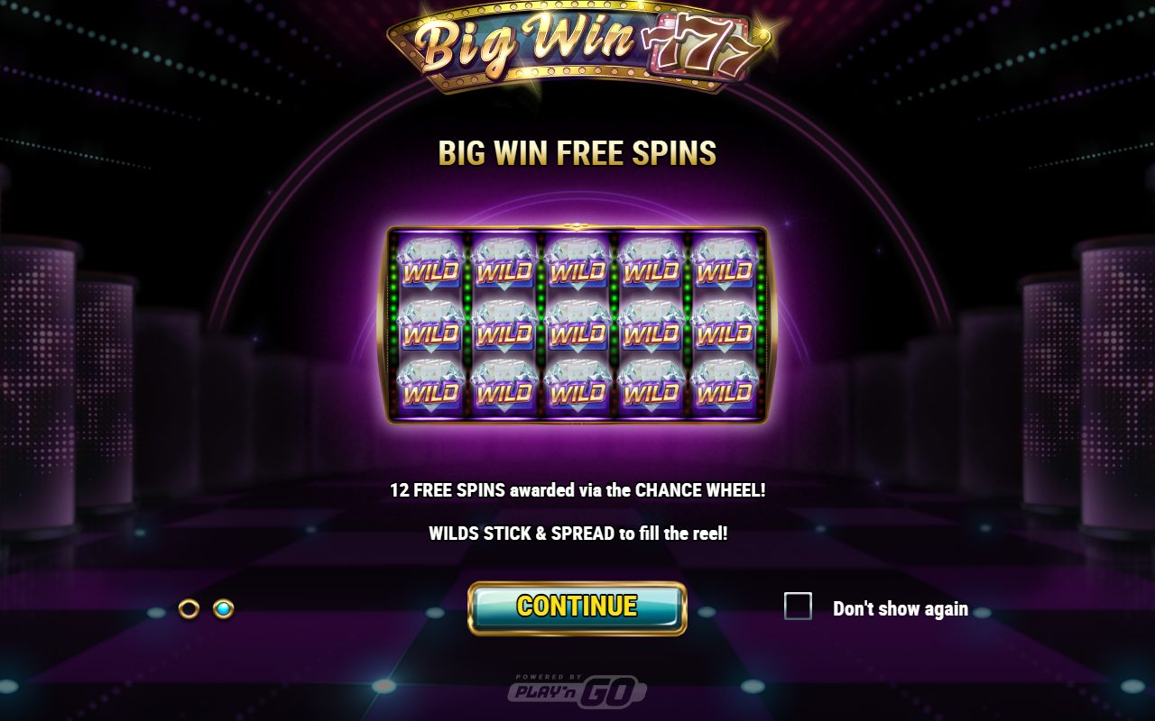 Big Win 777 game lobby / feature intro