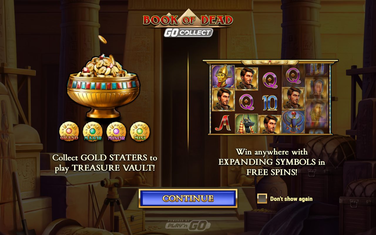 Book of Dead GO Collect game lobby / feature intro