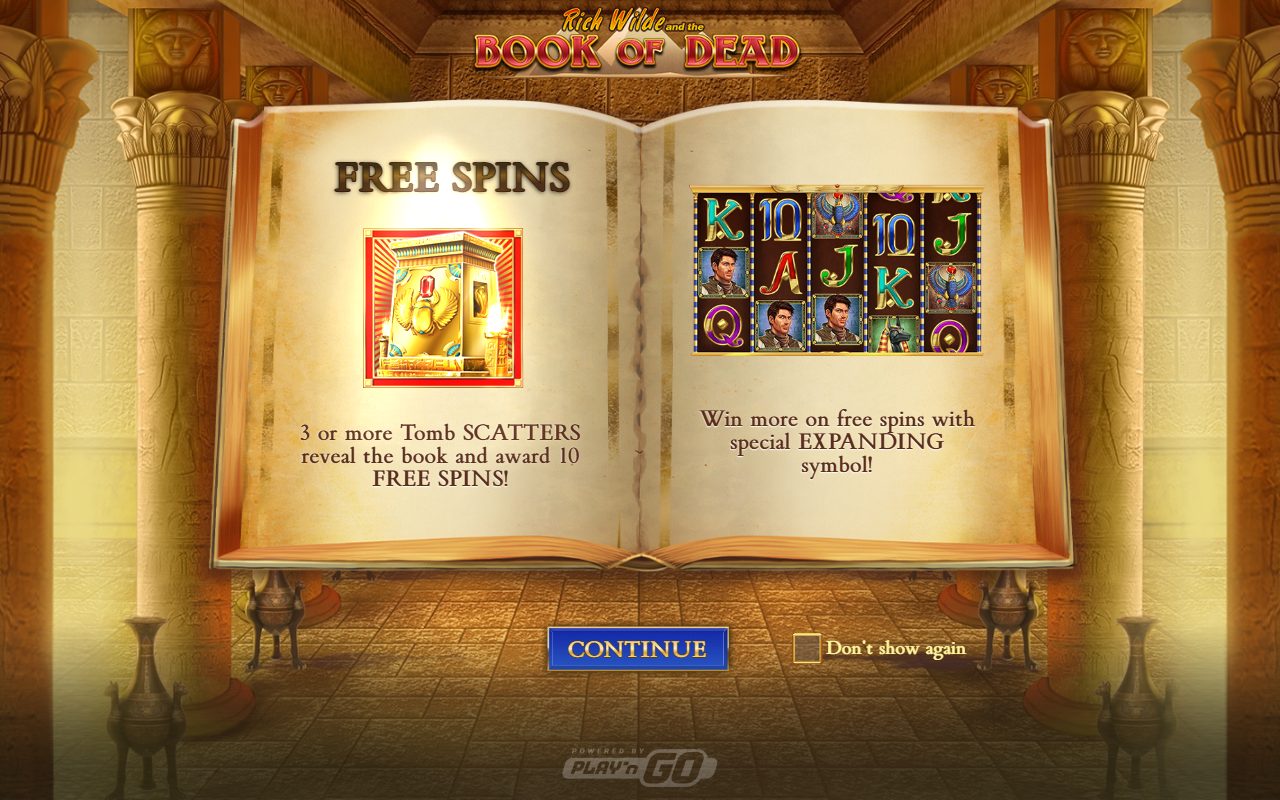 Book of Dead game lobby / feature intro