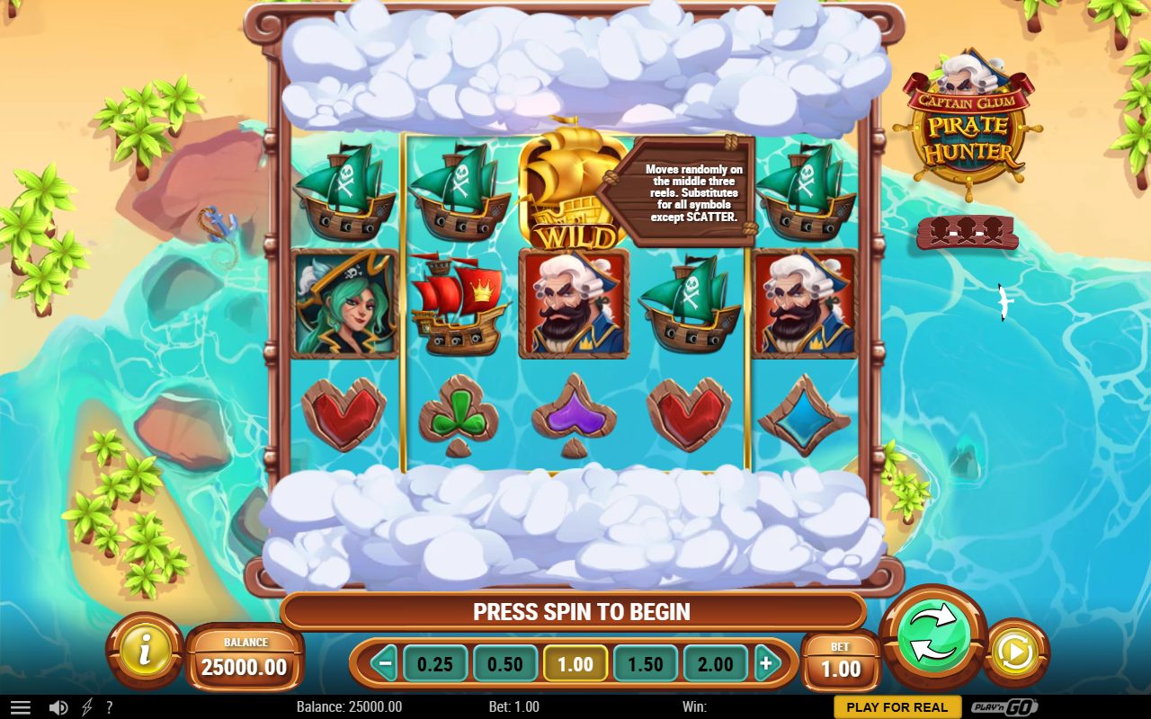 Captain Glum Pirate Hunter base game reels