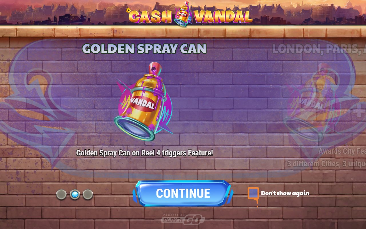 Cash Vandal game lobby / feature intro