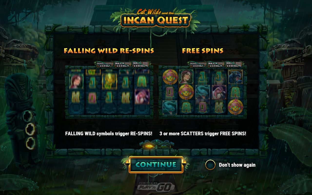Cat Wilde and the Incan Quest game lobby / feature intro